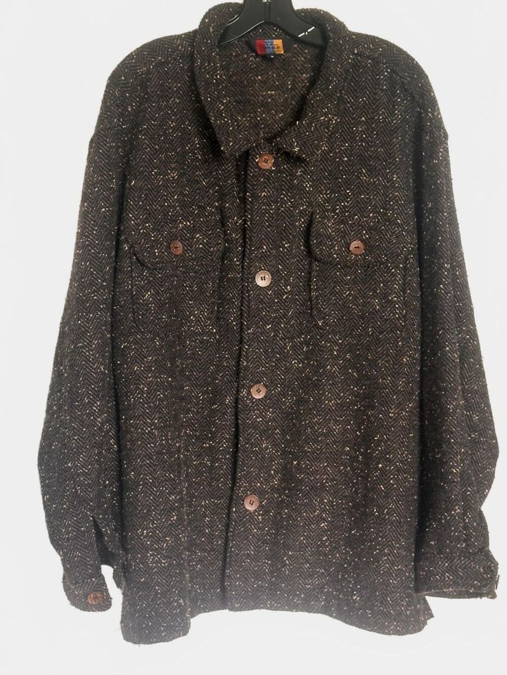 VTG Sunice Women's Herringbone Wool Blend Jacket Brown Button Front Coat  - M